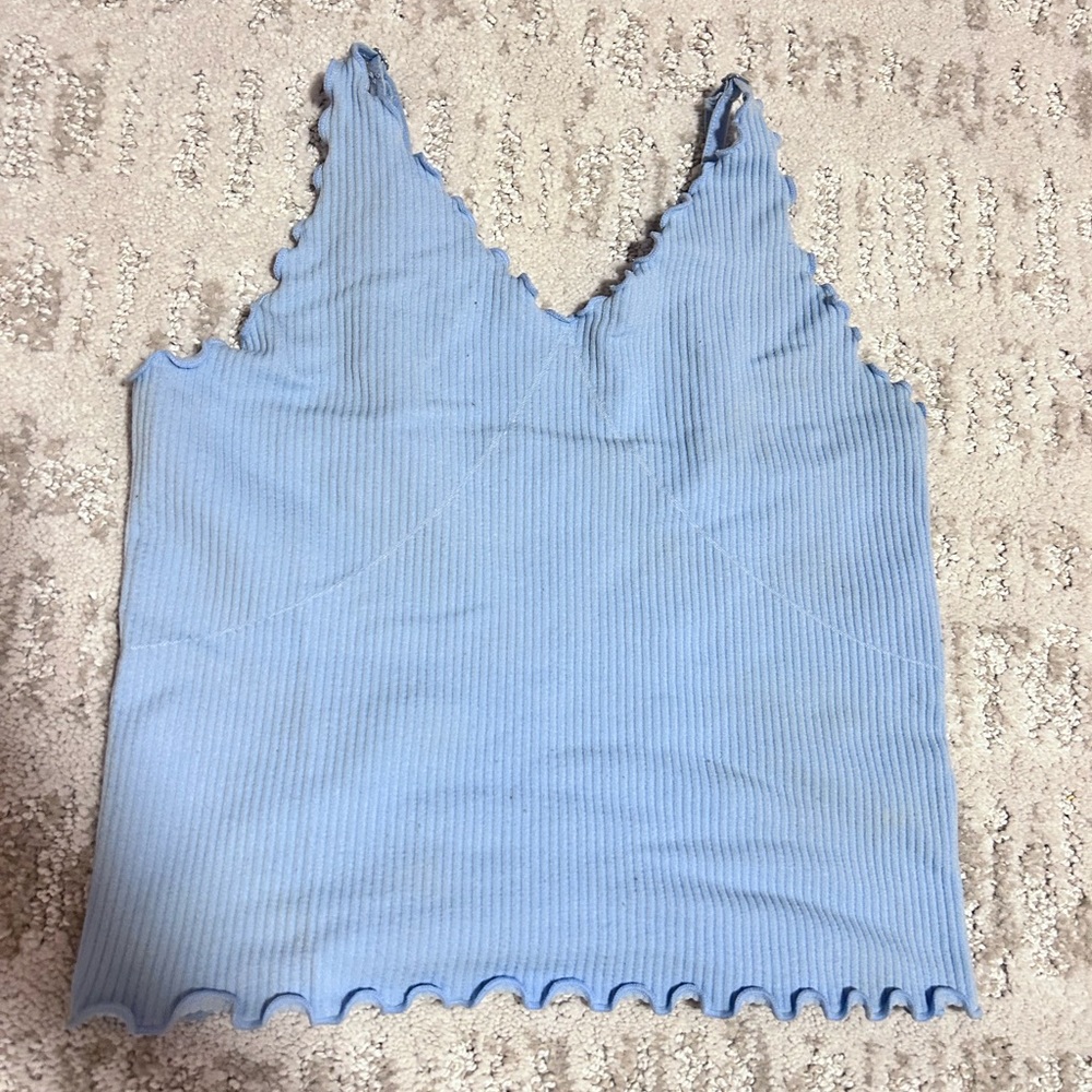 Ruffled blue crop top